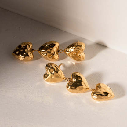 Chain of Hearts Trendy Elegant 18k Vermeil Gold Plated Drop Earrings | Mix Mix Style-Mix MIx Style