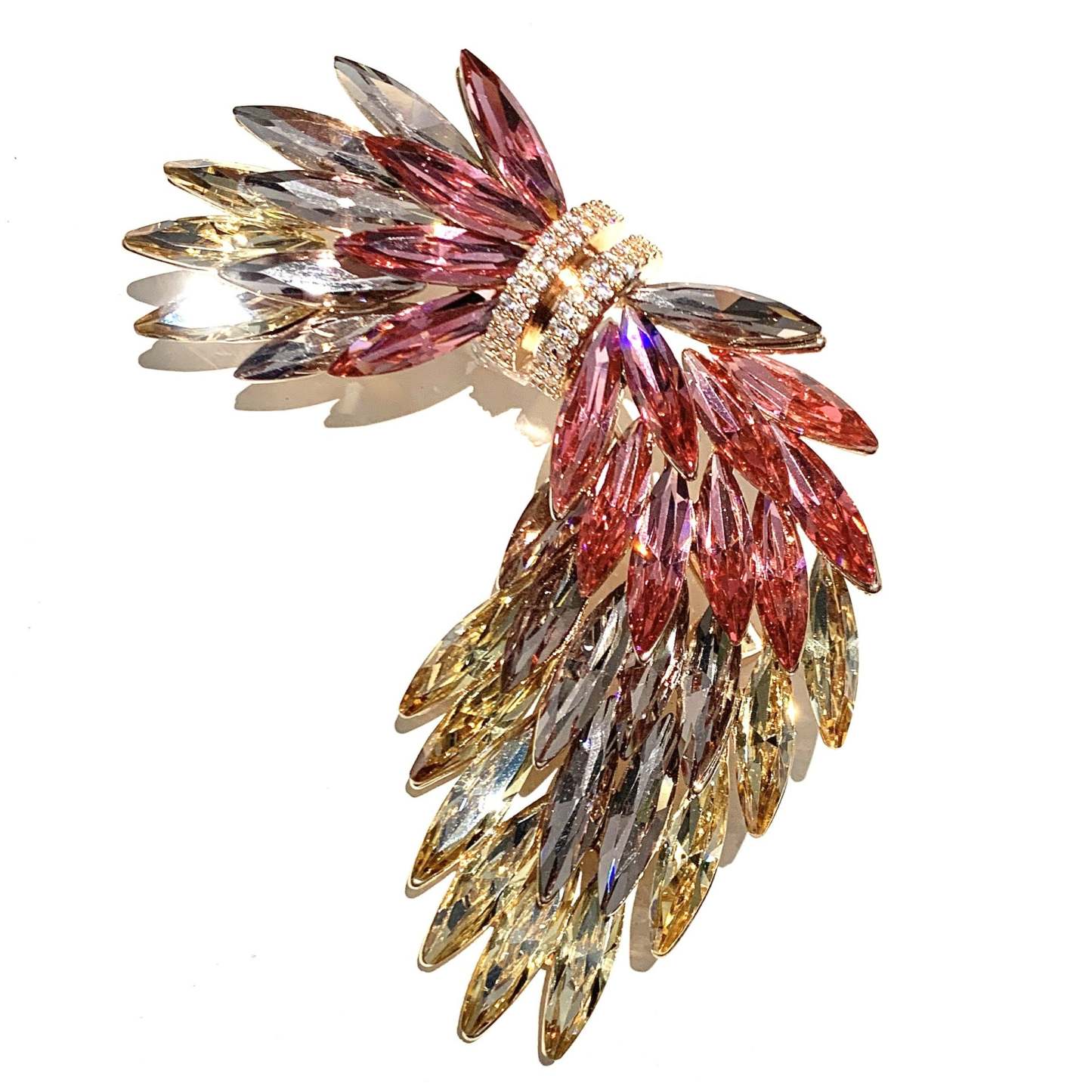 Xiliang Concubine Tmall hot sale luxury temperament Austrian crystal feather brooch high-grade coat wing corsage-Mix MIx Style