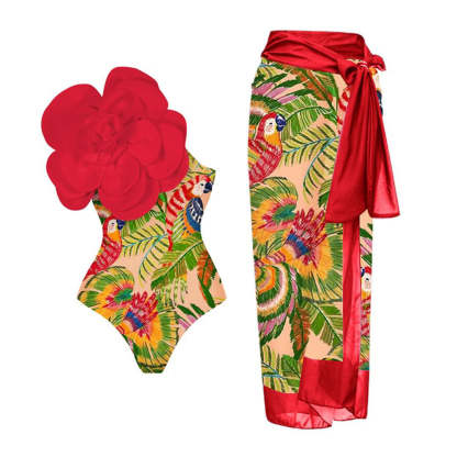 Statement Bodysuit & Swimsuit With Oversized Flower - Black | Mix Mix Style [Hot Seller]-Mix MIx Style