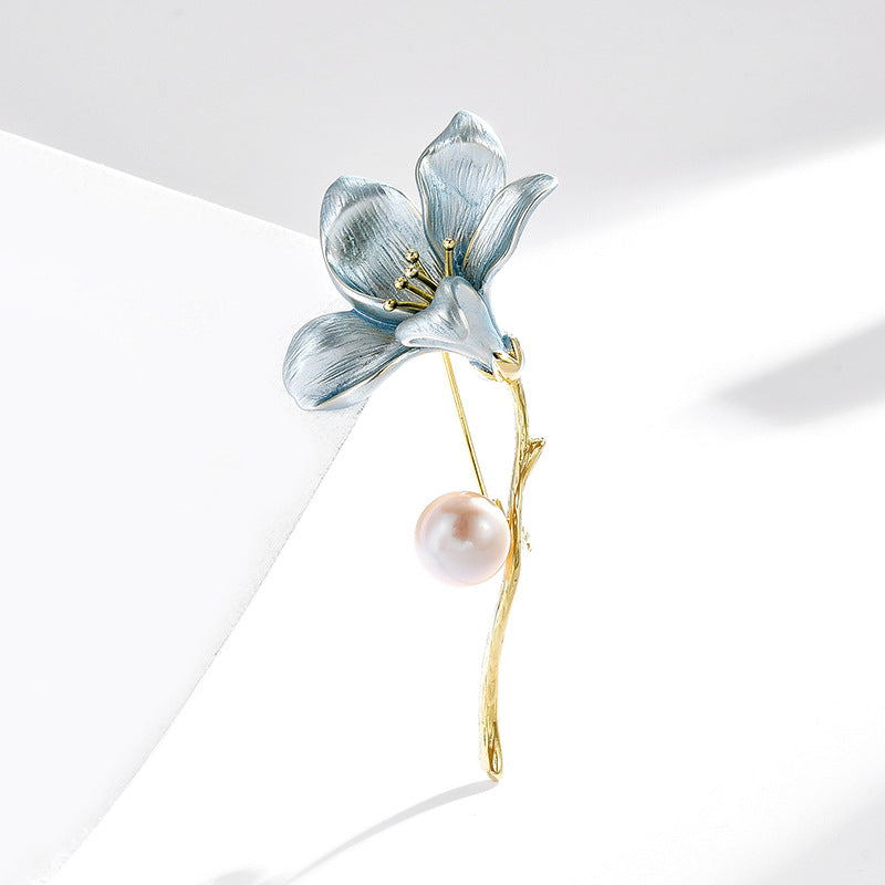 Chinese style, cool and elegant, exquisite and versatile, high-end freshwater pearl magnolia coat brooch-Mix MIx Style
