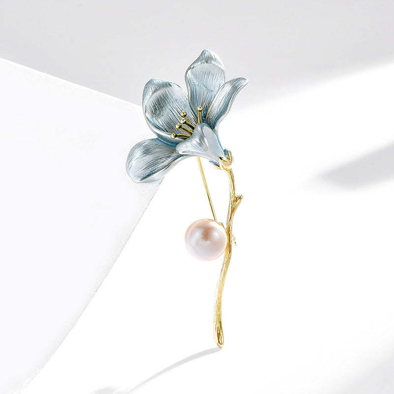Chinese style, cool and elegant, exquisite and versatile, high-end freshwater pearl magnolia coat brooch-Mix MIx Style