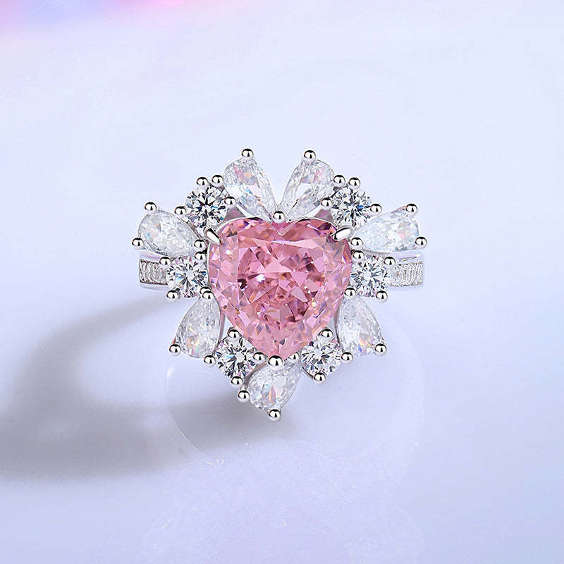 Moissanite Diamond Heart Shape 4 Carat Pink Diamond Ring Engagement Ring [Hot Seller]-Mix MIx Style