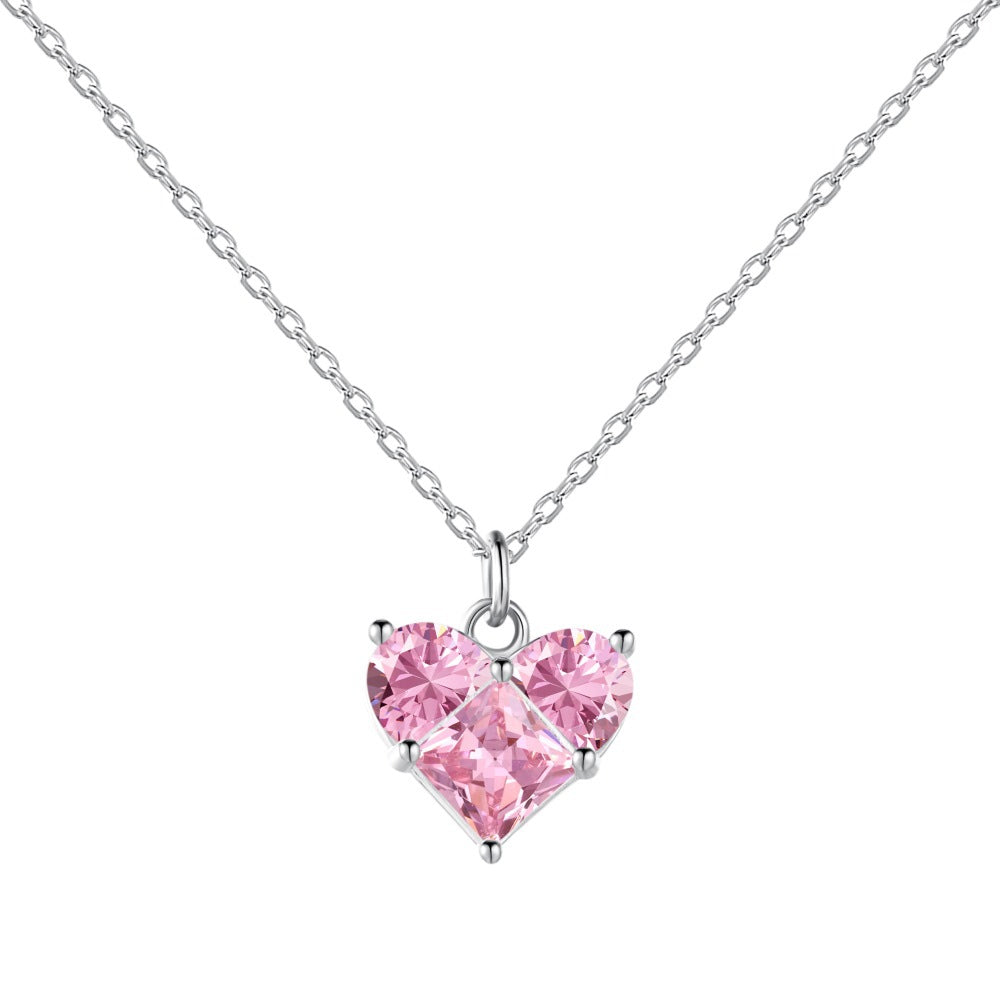 18k White Gold Plated, Moissanite Diamond  Hart-Shaped Necklace For Women-Mix MIx Style