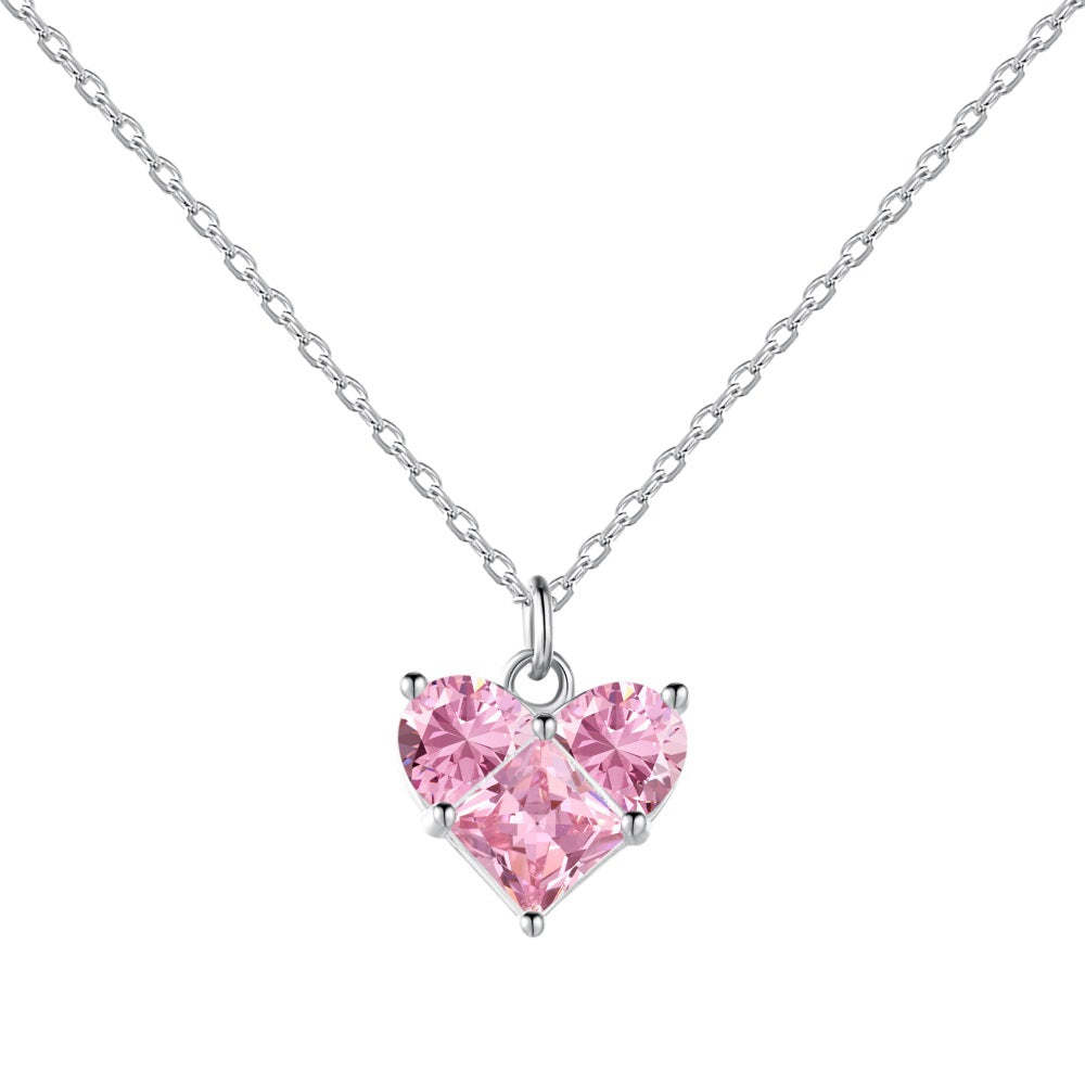 18k White Gold Plated, Moissanite Diamond  Hart-Shaped Necklace For Women-Mix MIx Style