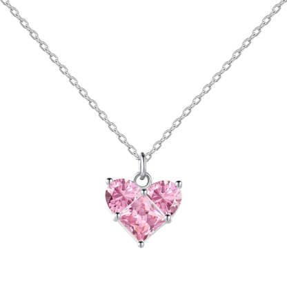 18k White Gold Plated, Moissanite Diamond  Hart-Shaped Necklace For Women-Mix MIx Style