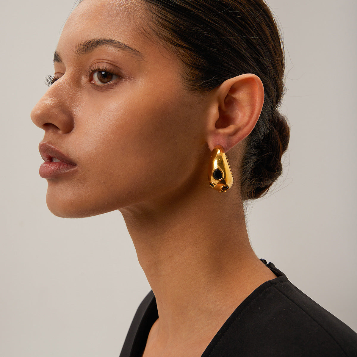 Moon Shaped Embellished White Moissanite Diamonds Luxury 18k Vermeil Gold Plated C-shaped Earrings | Mix Mix Style-Mix MIx Style
