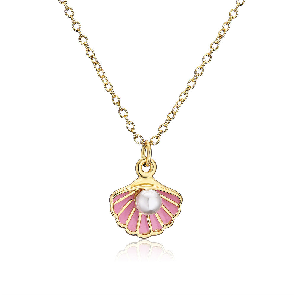 Seashell Rainbow Retro Pendant Akoya Pearl Elegant 18k Vermeil Gold Plated Necklace Jewelry | Mix Mix Style-Mix MIx Style