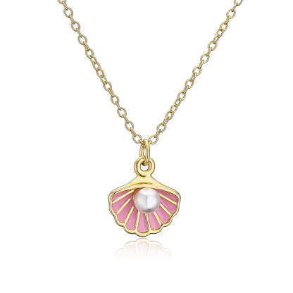 Seashell Rainbow Retro Pendant Akoya Pearl Elegant 18k Vermeil Gold Plated Necklace Jewelry | Mix Mix Style-Mix MIx Style