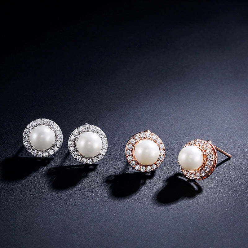 Akoya Pearl and Diamonds 18k Gold Plated Necklace Earrings Set Mix Mix Style [Hot Seller]-Mix MIx Style