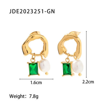 White Akoya Pear & Radiant Cut Moissanite Diamonds Elegant 18k Vermeil Gold Plated Retro Hoop Earrings | Mix Mix Style-Mix MIx Style