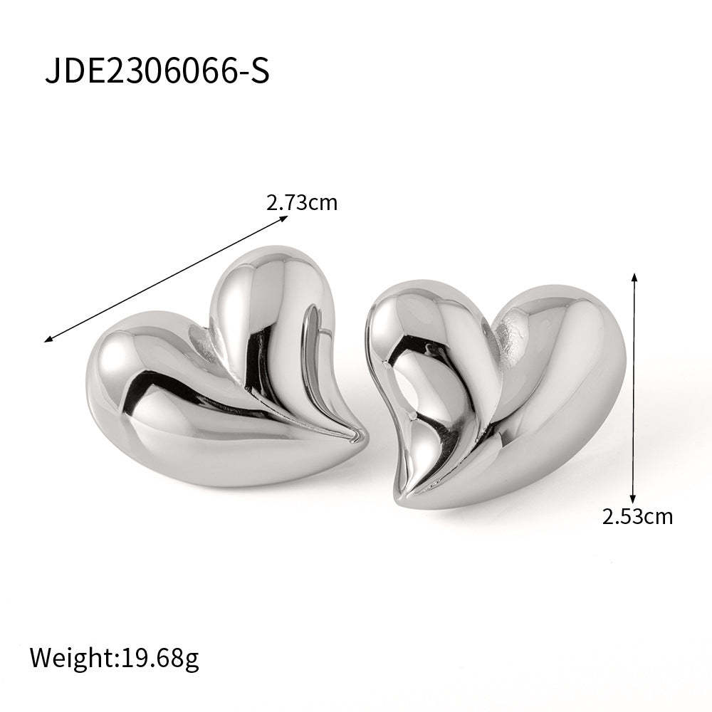 Love Two-Color Heart Shape Elegant 18k Vermeil/White Gold Plated Stud Earrings & Necklace | Mix Mix Style-Mix MIx Style