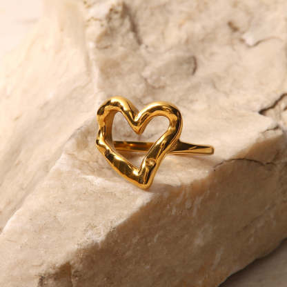French ring female design niche ins blogger same style hammer pattern love light luxury titanium steel gold-plated non-fading ring-Mix MIx Style