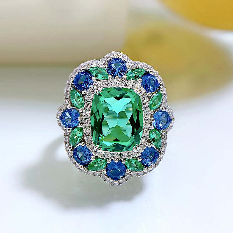 Mujing Jewelry 3ct 2023 New S925 Silver Secret Garden 8*10 Simulation Green Tourmaline European and American Style ins Live Hot-Mix MIx Style