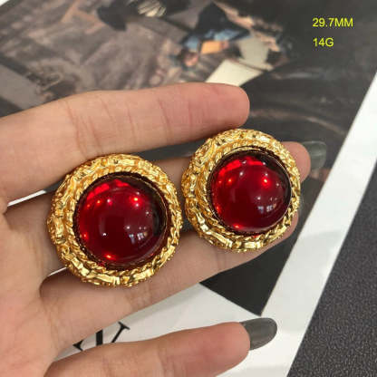 Pink - Red - Green Classic Round Moissanite Diamonds Elegant 18k Vermeil Gold Plated Stud Earrings | Mix Mix Style-Mix MIx Style