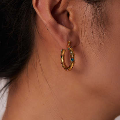18K Gold Plated Pearl and Moissanites Hoop Earrings | Mix Mix Style [Hot Seller]-Mix MIx Style