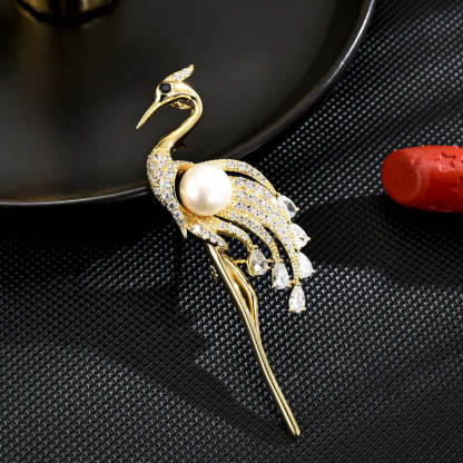 New style new Chinese style elegant temperament smart elegant crane high-end freshwater pearl coat brooch accessories-Mix MIx Style