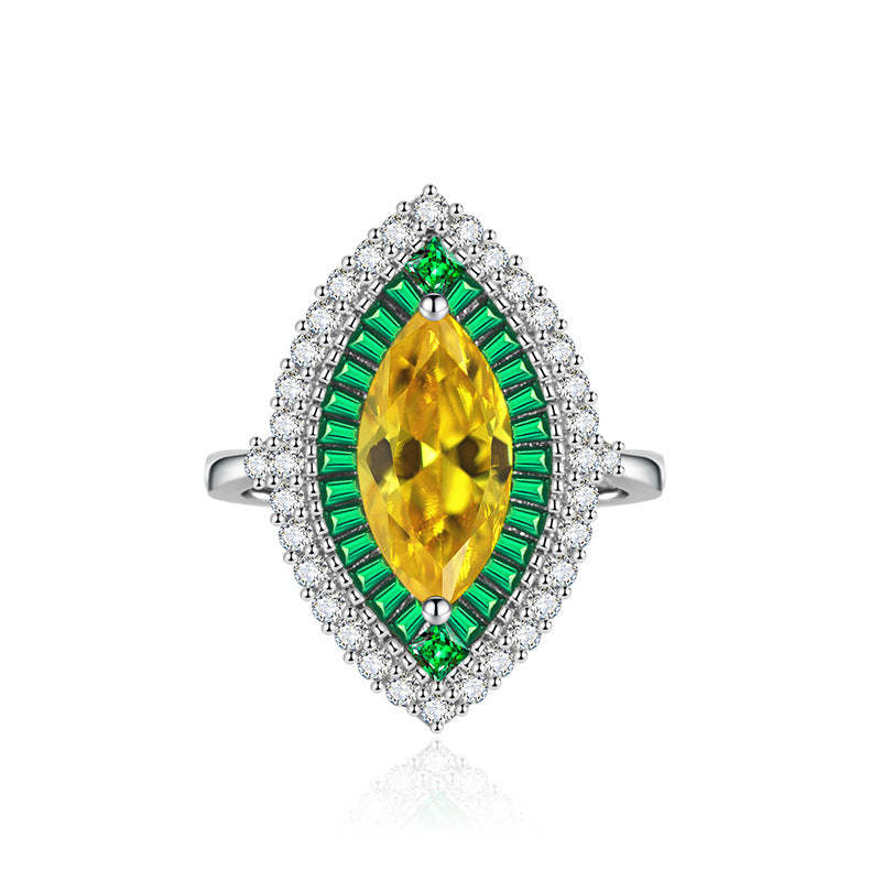 Green & Yellow Trendy Timeless Marquise Cut Moissanite Diamond 2ct 18k