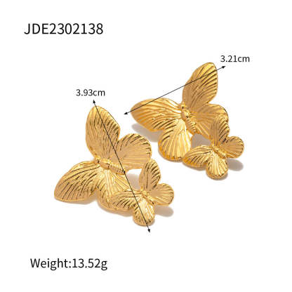 Butterflies Retro Trendy 18k Vermeil Gold Plated Drop Earrings | Mix Mix Style-Mix MIx Style