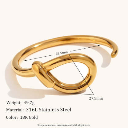 European and American cross-border hot sale wire wound hollow water drop open bracelet stainless steel plated 18K gold fashion personality hand jewelry-Mix MIx Style