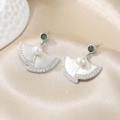 s925 Sterling Silver Akoya Pearls Fan Earrings | Mix Mix Style [Hot Seller]-Mix MIx Style