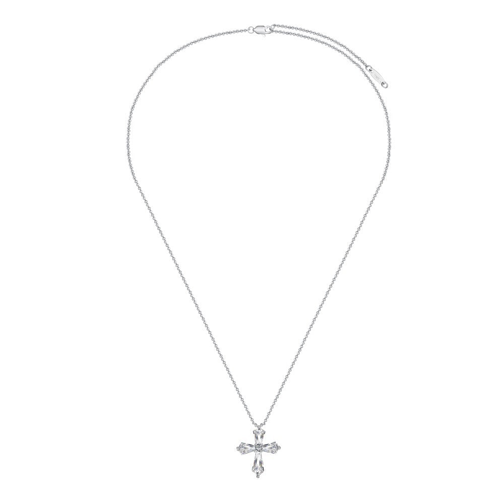 S925 sterling silver necklace women's light luxury high-end super fairy pentagonal zircon cross pendant niche hip-hop necklace-Mix MIx Style