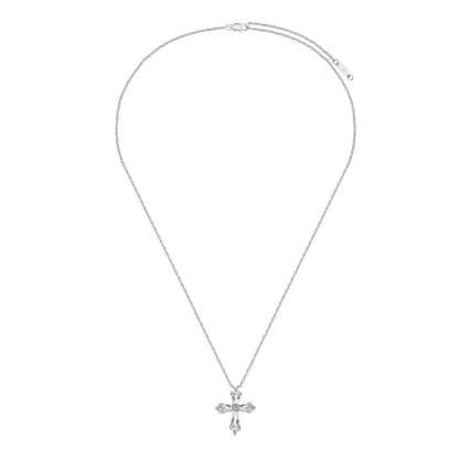 S925 sterling silver necklace women's light luxury high-end super fairy pentagonal zircon cross pendant niche hip-hop necklace-Mix MIx Style