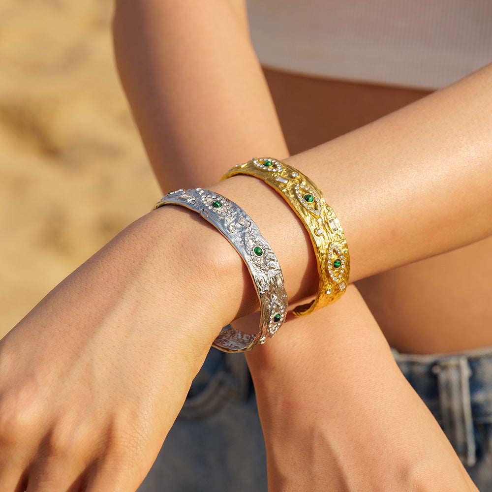 Devil's Eye 18k Gold Plated Opening Cuff Bracelet | Mix Mix Style [Hot Seller]-Mix MIx Style