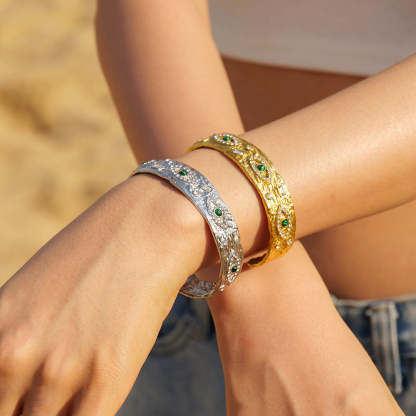 Devil's Eye 18k Gold Plated Opening Cuff Bracelet | Mix Mix Style [Hot Seller]-Mix MIx Style
