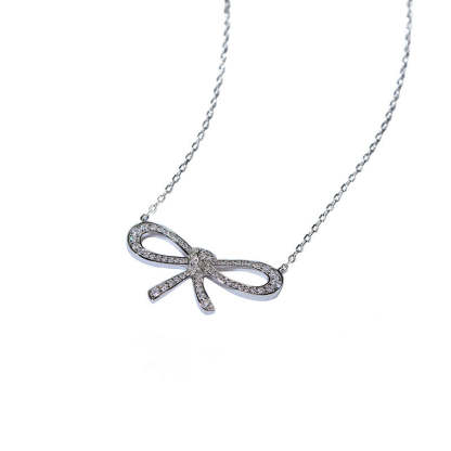 Japanese and Korean sweet temperament S925 silver bow necklace micro-gold-plated daily small fresh short girl clavicle chain-Mix MIx Style