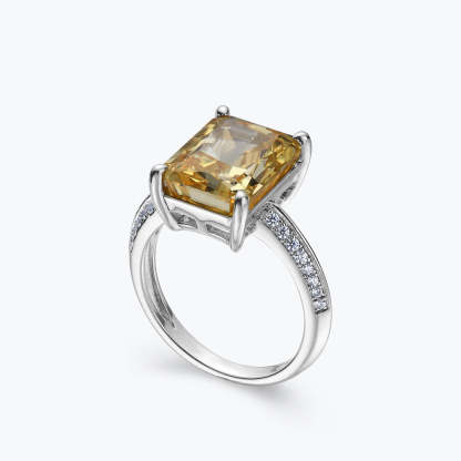 Elegant Yellow Cushion Cut Moissanite Diamond 4.5ct 18k White Gold Engagement Ring | Mix Mix Style-Mix MIx Style