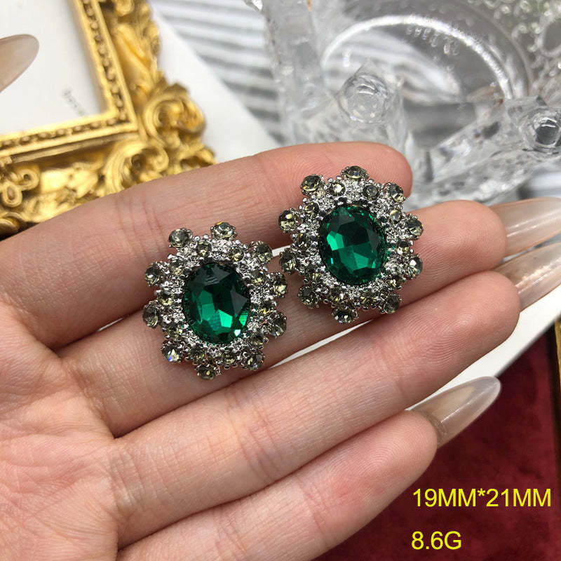 Green Retro Classic Oval Cut Diamonds 4ct Luxurious 18k White Gold Plated Necklace Earrings Bracelet Jewelry Set | Mix Mix Style-Mix MIx Style