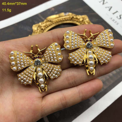 White Golden Butterfly Vintage Multi-layer Pendant Akoya Pearl Diamond Luxury 18k Gold Plated Necklace Earrings Jewelry Set | Mix Mix Style-Mix MIx Style