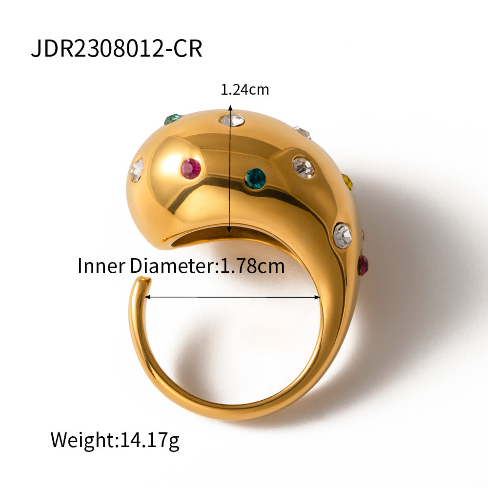 INS Internet celebrity trend 18K gold exaggerated version stainless steel open ring European and American light luxury high-end jewelry wholesale-Mix MIx Style