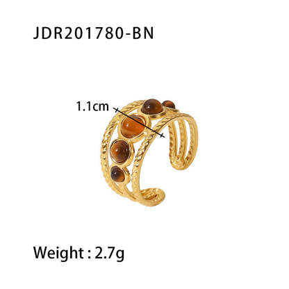 European and American retro stainless steel ring 18k gold plated ring inlaid with malachite jewelry wholesale-Mix MIx Style