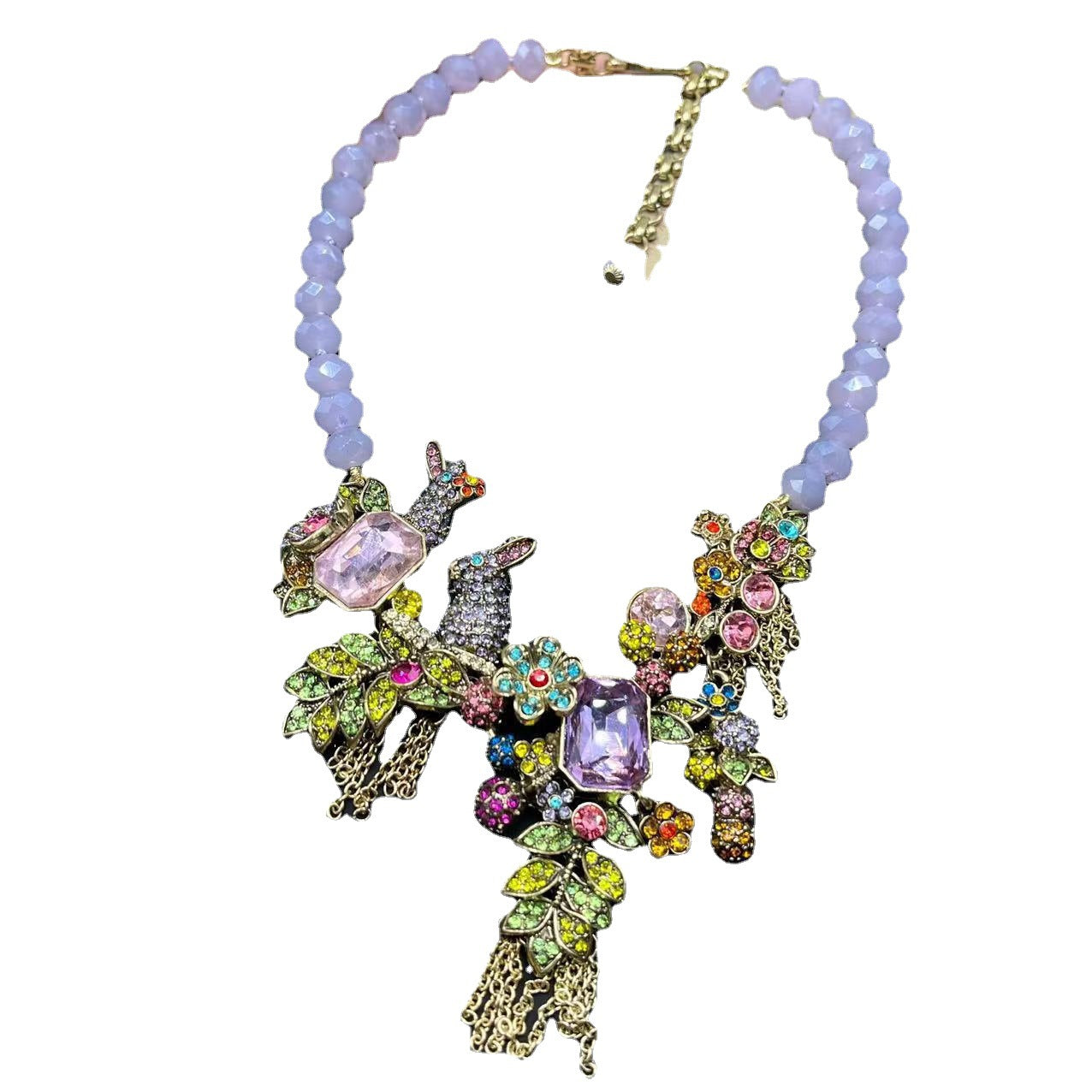 Green Animals Vintage Pendant Akoya Pearls & Diamonds Luxury 18k Gold Plated Necklace Earrings Jewelry Set | Mix Mix Style-Mix MIx Style