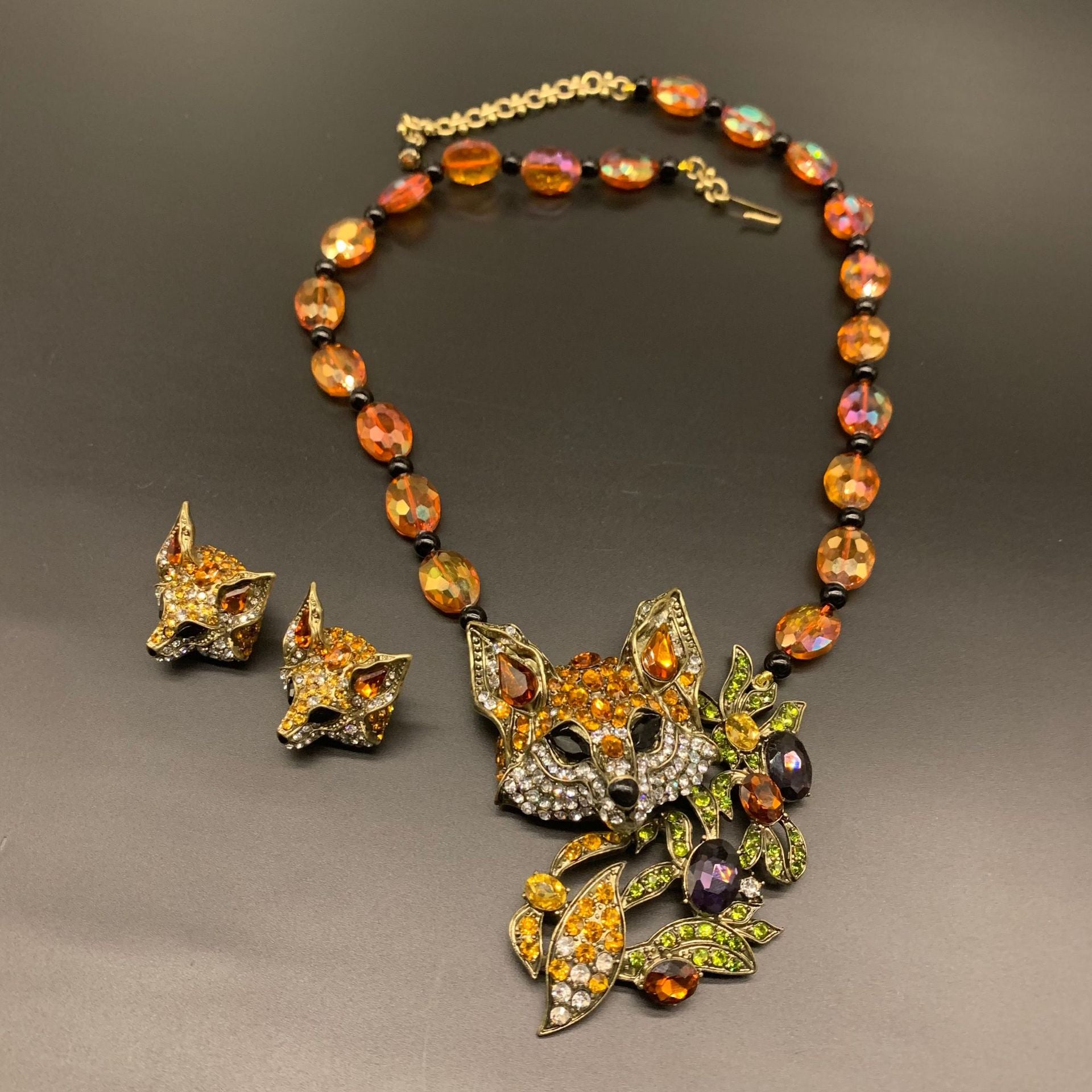 Glaze Necklace Fox-shaped Design Vintage Necklace Antique Jewelry Set | Mix Mix Style [Hot Seller]-Mix MIx Style