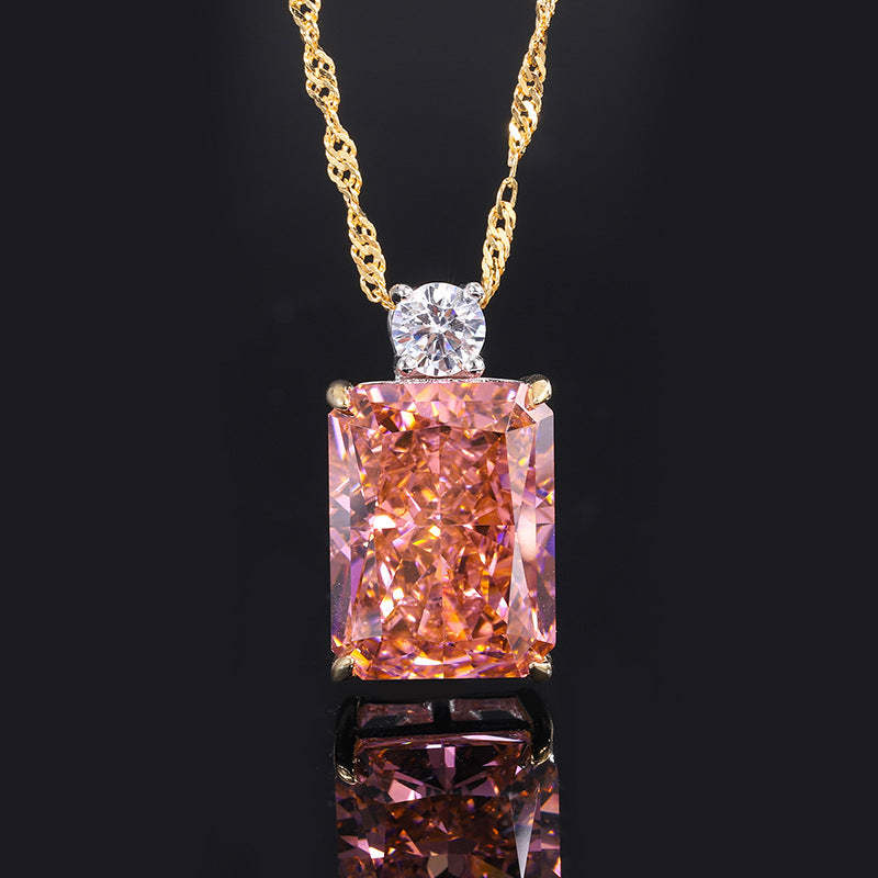 Retro women's jewelry high carbon diamond padparadscha simple fashion women's suit S925 silver 12*16 10*10-Mix MIx Style