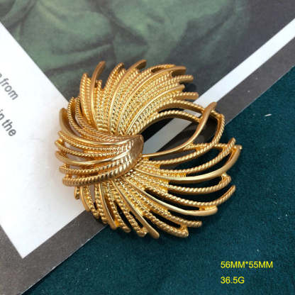 Geometric Vintage Retro Pendant Luxury 18k Vermeil Gold Plated Earring & Brooch Jewelry Set | Mix Mix Style-Mix MIx Style