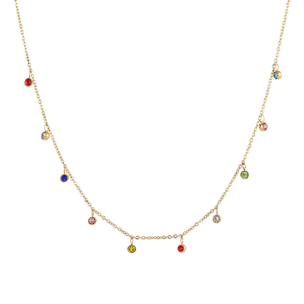 Multiple Pendants Vintage Dainty Classic Pendant Round Diamonds  18k Vermeil Gold Plated Necklace Jewelry | Mix Mix Style-Mix MIx Style
