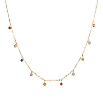 Multiple Pendants Vintage Dainty Classic Pendant Round Diamonds  18k Vermeil Gold Plated Necklace Jewelry | Mix Mix Style-Mix MIx Style