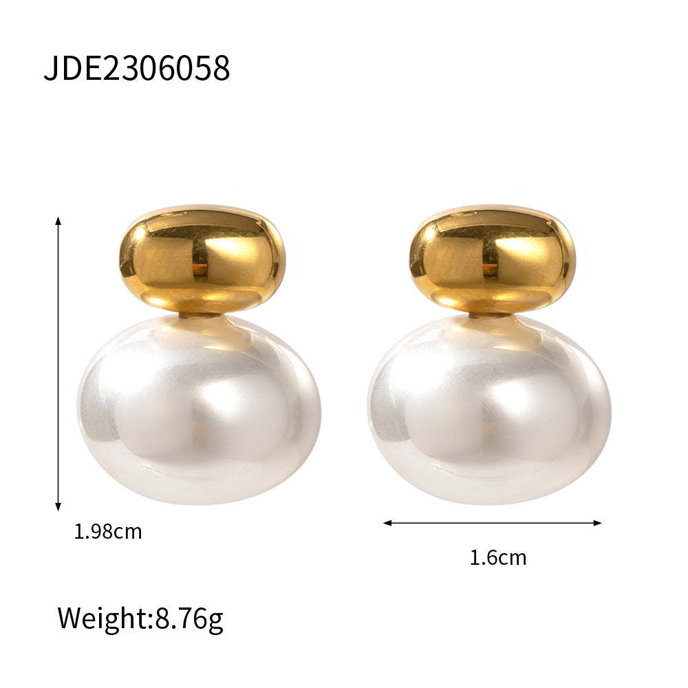 Two-color Timeless WhiteAkoya Pearl Elegant 18k Vermeil Gold Plated Stud Earrings | Mix Mix Style-Mix MIx Style