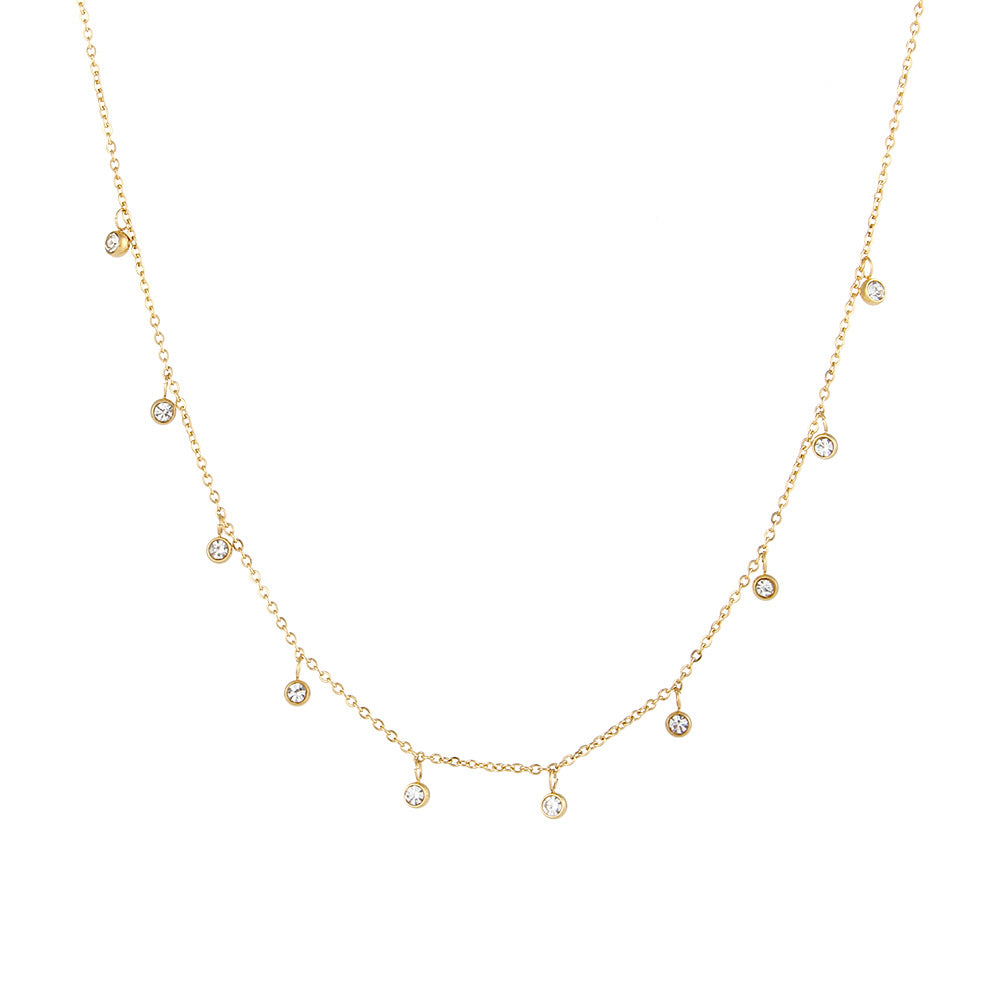 Multiple Pendants Vintage Dainty Classic Pendant Round Diamonds  18k Vermeil Gold Plated Necklace Jewelry | Mix Mix Style-Mix MIx Style