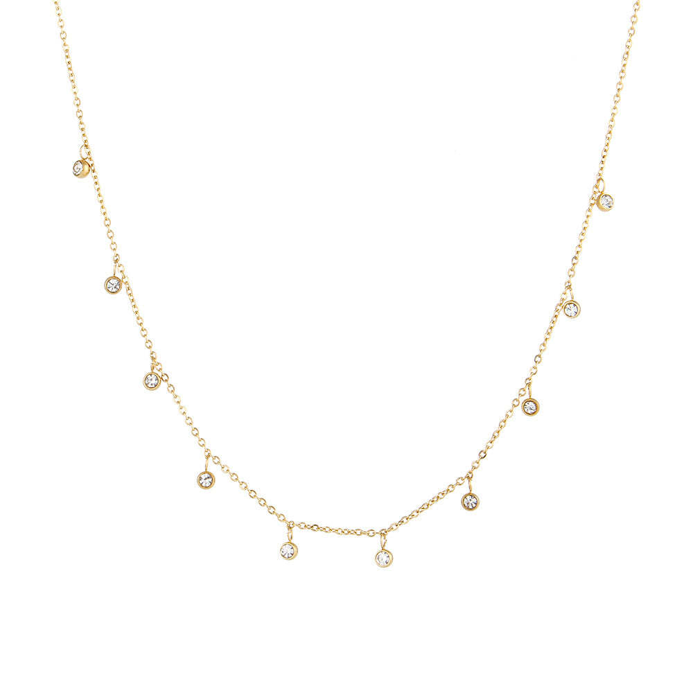 Multiple Pendants Vintage Dainty Classic Pendant Round Diamonds  18k Vermeil Gold Plated Necklace Jewelry | Mix Mix Style-Mix MIx Style