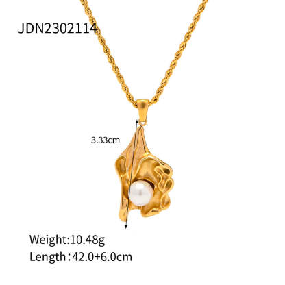 Seashell Classic Akoya Pearl Pendant Luxury 18k Gold Plated Necklace Earring & Ring Jewelry Set | Mix Mix Style-Mix MIx Style
