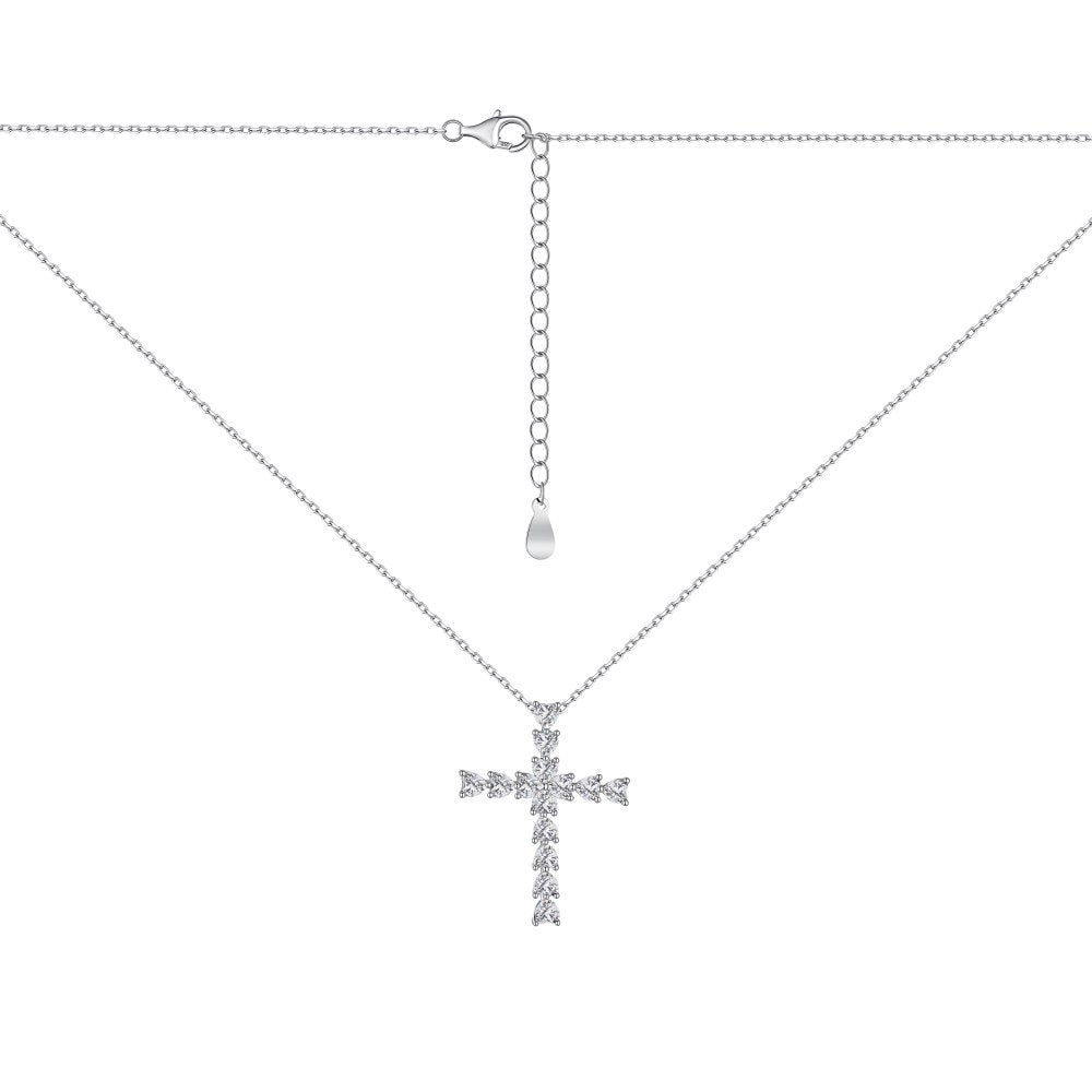 Linlang cross-border new S925 sterling silver cross necklace female European and American fashion ins3*3 heart-shaped zircon clavicle chain-Mix MIx Style