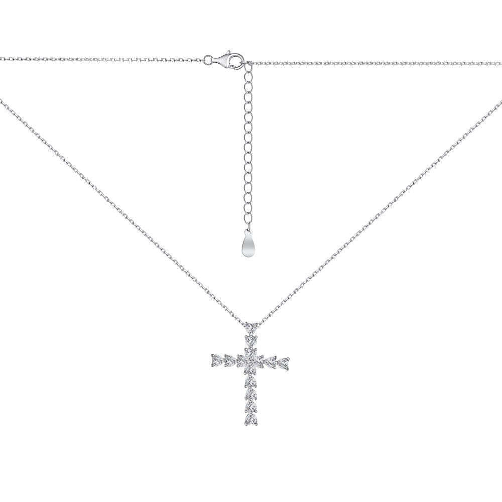 Linlang cross-border new S925 sterling silver cross necklace female European and American fashion ins3*3 heart-shaped zircon clavicle chain-Mix MIx Style