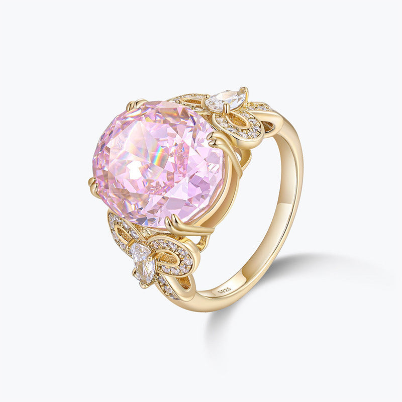 Elegant Pink Cut Moissanite Diamond 5ct 18k Vermeil Gold Engagement Ring | Mix Mix Style-Mix MIx Style