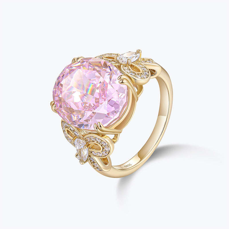 Elegant Pink Cut Moissanite Diamond 5ct 18k Vermeil Gold Engagement Ring | Mix Mix Style-Mix MIx Style
