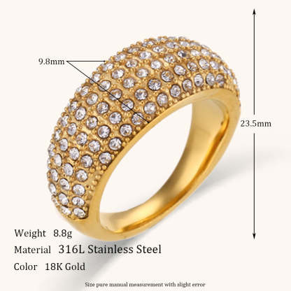 Antique Differents Styles Retro Thick White Diamonds Elegant Luxury 18k Vermeil Gold Plated Ring Jewelry | Mix Mix Style-Mix MIx Style