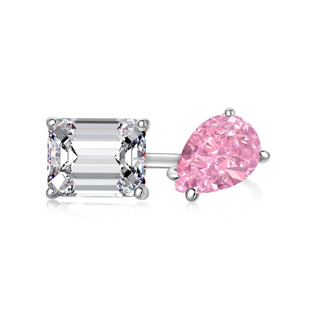 Open Luxury Pink Pear Cut Moissanite Diamonds 3ct 18k White Gold Engagement Adjustable Ring | Mix Mix Style-Mix MIx Style